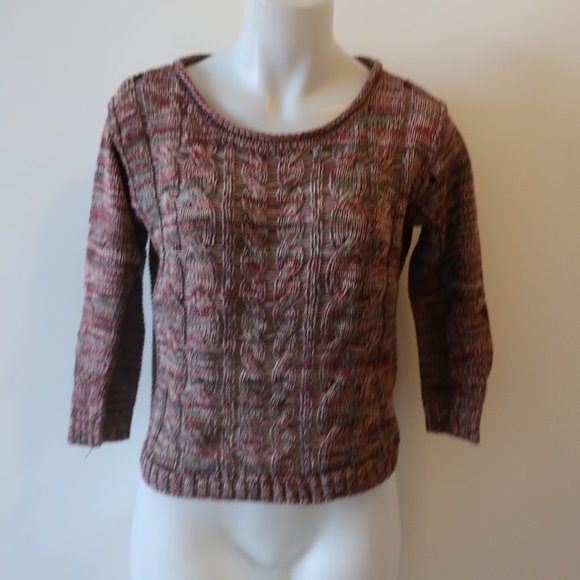 COTTON BY AUTUMN CASHMERE CABLE KNIT SWEATER XS * - Picture 2 of 8